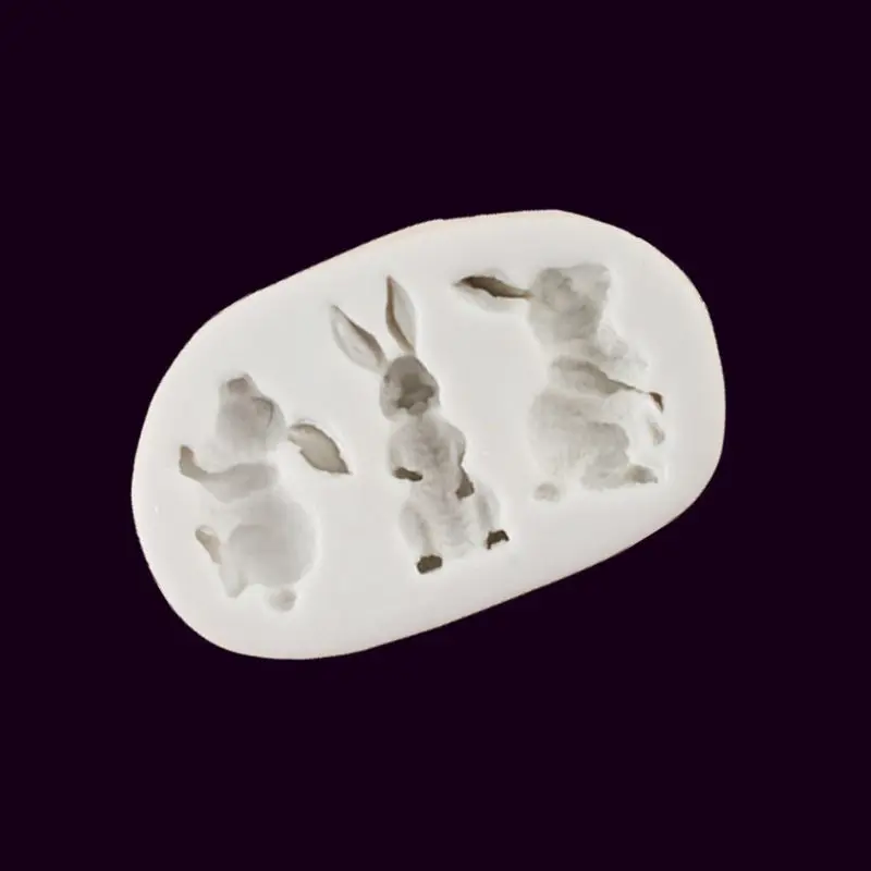 

2020 New 3D Silicone Cake Mould Easter Three Rabbits Decorat Mold Chocolate Baking Tool