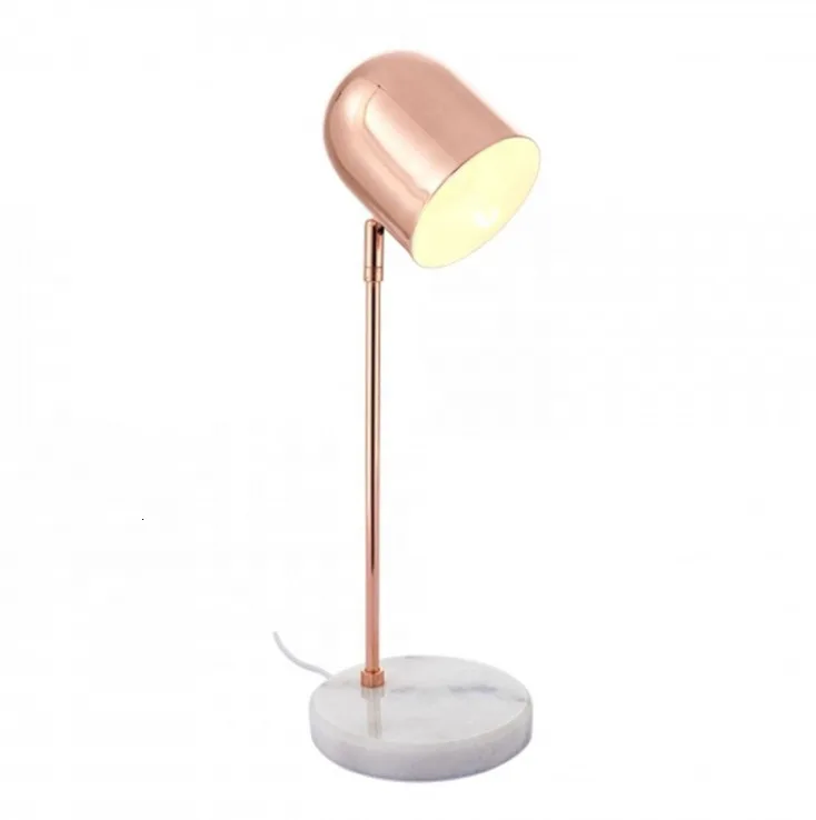 

27 Nordic Design Small Marble Base Rose Golden Cheap Luxury E Bedside Table Lamp European For Hotel decoracao para casa