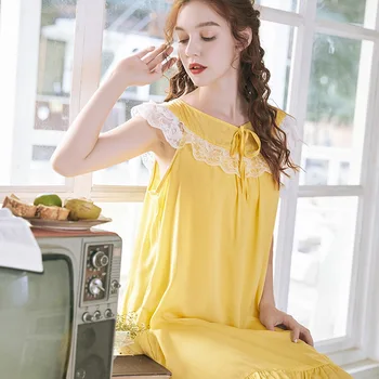 

University Campus Dormitory Youth Women Sweet Elegant Nightgown College Student Preferred Nightdress Roommate Night Sleep Dress