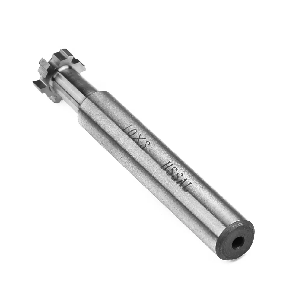 10mm Cutting Diameter 3mm Slot 6 Flute Hss T Shaped Slot Cutter Shank End Mill Cutter For