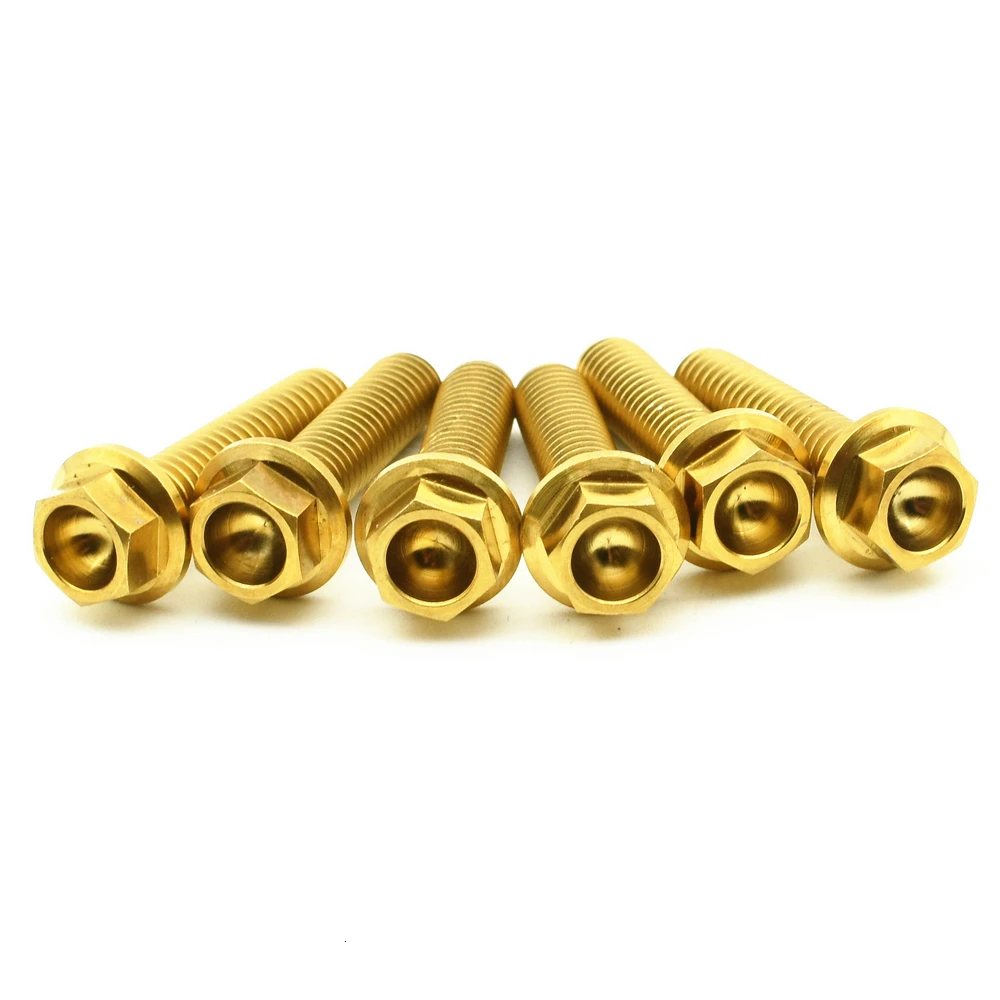 Titanium Bolts M6X25mm Flange Hollow Head Gold color   (15)