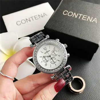 

6861D New fashion diamond small dial watch three-eye dial ladies wholesale factory