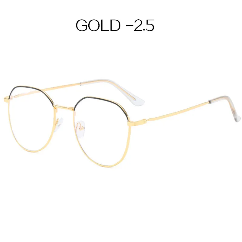 YOOSKE анти синий луч готовая близорукость очки женские неправильные металлические оправы для очков для мужчин очки для близоруких-1,0 4,5 - Цвет оправы: gold-250