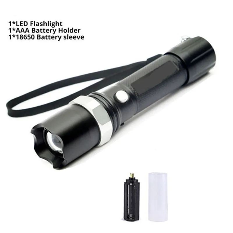 Super Bright 5200LM Rechargeable Flashlight XML-T6 Led Flashlight Zoomable 4 modes torch for 18650 with USB cable Camping usb rechargeable led torch Flashlights