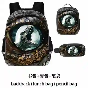 

Dinosaur Backpack For Boys Girls Schoolbags Teens School Bags Students Back to School Gift 3pcs Set Mochila With Lunch Bag