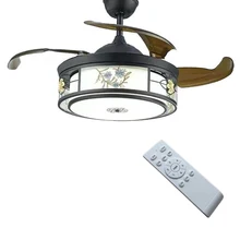 Китайский Невидимый потолочный светильник-вентилятор для гостиной, дома, ресторана, спальни, Потолочная классическая элегантная лампа, декоративная частота