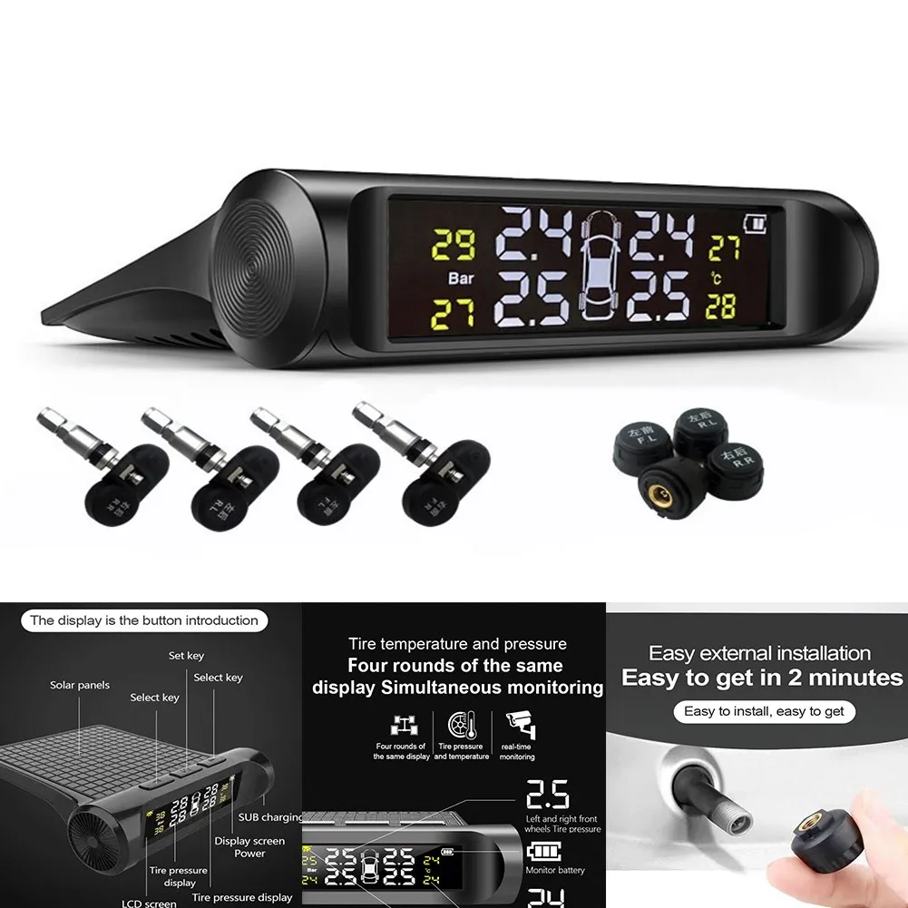 Система контроля давления в шинах TPMS на солнечной энергии беспроводная система с