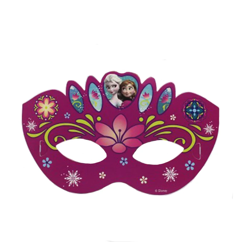 Mask 8pcs Вечерние шары Эльзы и Анны из мультфильма «Холодное сердце», детские праздничные одноразовые столовые приборы на день рождения, тарелки, чашки с флагом, Детские вечерние украшения, подарок - Цвет: Mask 8pcs