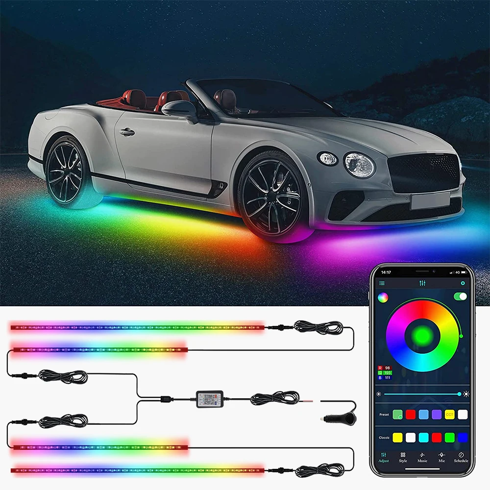 12v Ip67 App Control Flowing Color Led Strip Under Car Underglow