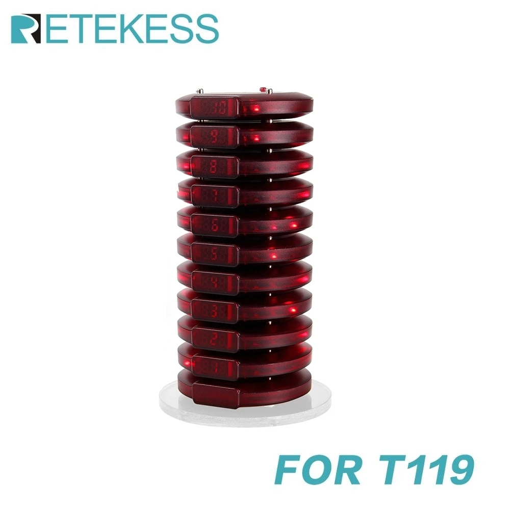 Приемники пейджера 10 шт. + 1 Подставка для зарядки ресторана Retekess T119 беспроводная