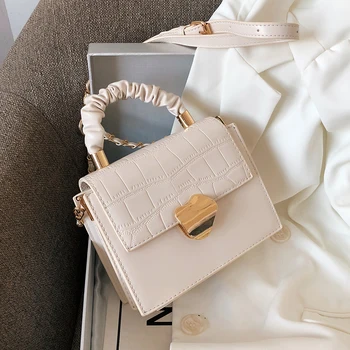 

Mini Tote Stone Pattern Solid Color PU Leather Crossbody Bags For Women 2020 Summer Elegant Shoulder Handbags and Purses