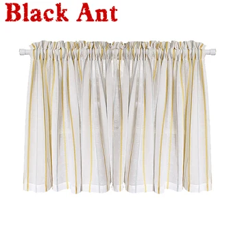 

Nordic Half Curtain for Small Window Coffee Cabinet Stripe Curtain for Kitchen Bay Window Yellow Drape Blinds DL-JD022#40
