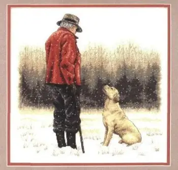 

MM Top Quality Lovely Counted Cross Stitch Kit Man's Best Friend Friends Old Man and Dog Puppy Doggy dim 35169