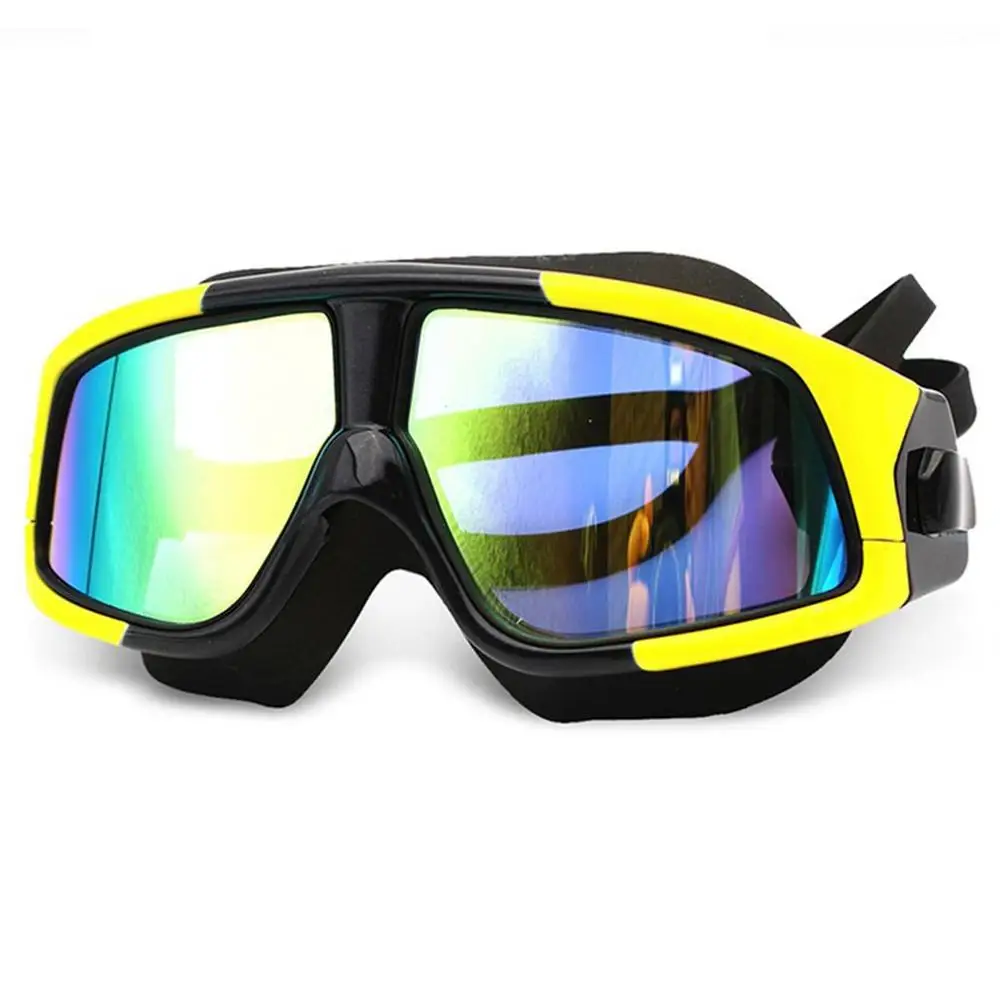 4 Adult Swimming Hd Anti-fog Goggles Super Large Frame Silicone Plating Flat Mirror Swimming Goggles Unisex - Цвет: 4