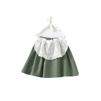 

WLG Girls Casual Skirts Kids Spring Autumn Patchwork Fake Two Beige Green Apron Skirt Baby Girl All Match Clothes 1-5 Years