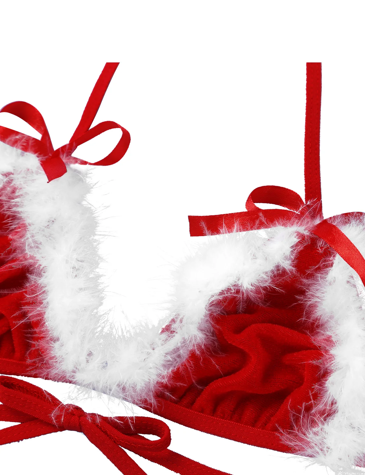 Красное женское мягкое бархатное сексуальное нижнее белье "Санта", Рождественский костюм для косплея, эротический комплект с бретельками на шее, комплект бикини, нижнее белье для Сисси