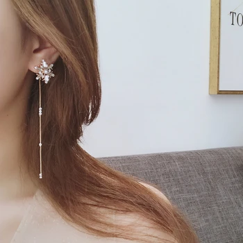 

Korean New Fashion Jewelry Snowflake Tassel Earrings Oorbellen Bride Long Earrings Crystal Earrings Brincos Earrings For Women