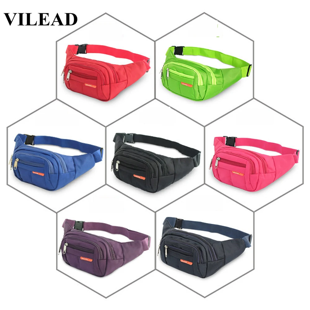 

Vilead Waterproof Nylon Running Bag Men Women Outdoor Breathable Waist Bag Shoulder Bag Cellphones Cards Holder Travel Backpack