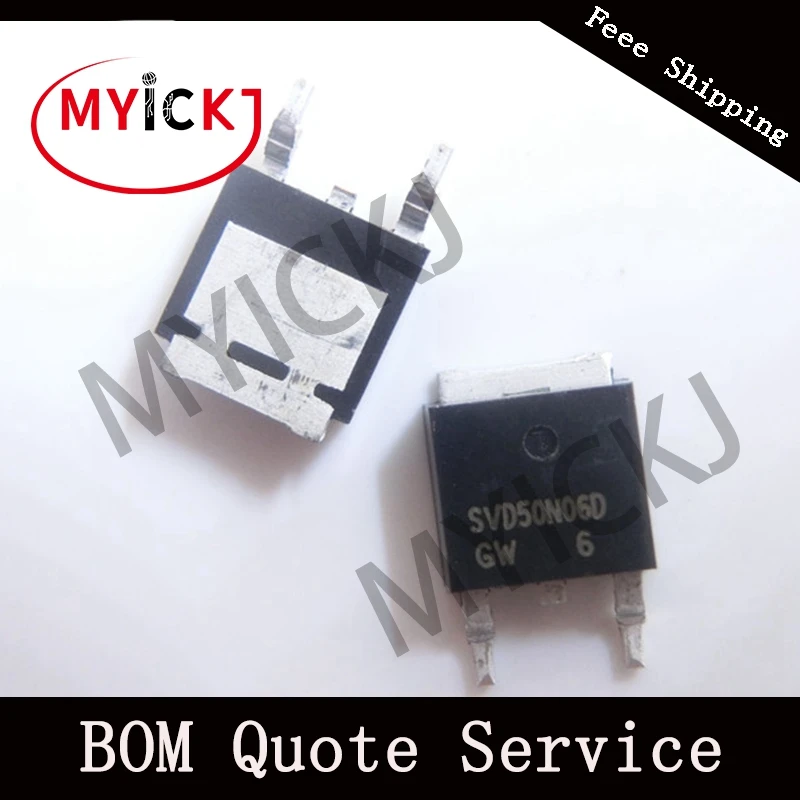 5 шт. SVD50N06D-252 50A, 60V радиатора плоскостной транзистор N-Channel Мощность MOSFET IC чип