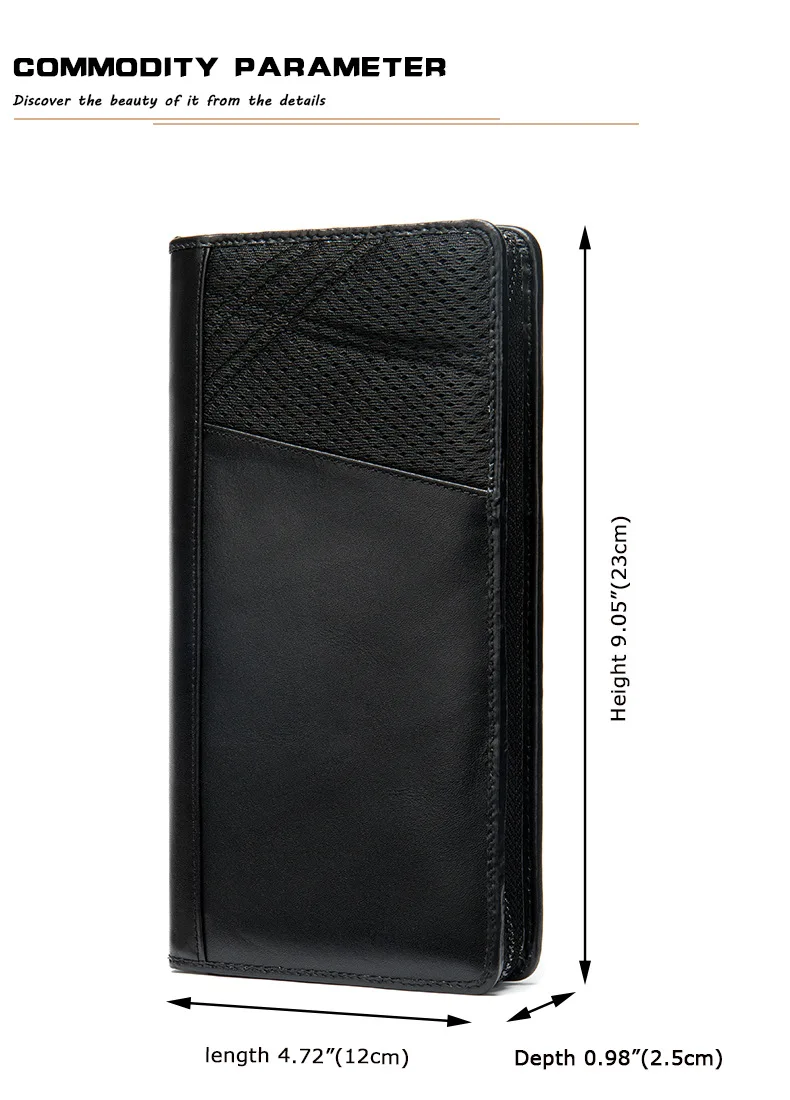 Men Wallet Genuine Leather Clutch Purses Wallets Top Layer Cowhide Multi-function Card Long Wallet Passport Coin Money Bag