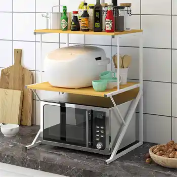 

New Kitchen Microwave Oven Rack Multi-usage Home Storage Shelf Rack 3-Tiers Kitchen Counter Shelf Organizer Tableware Space Save