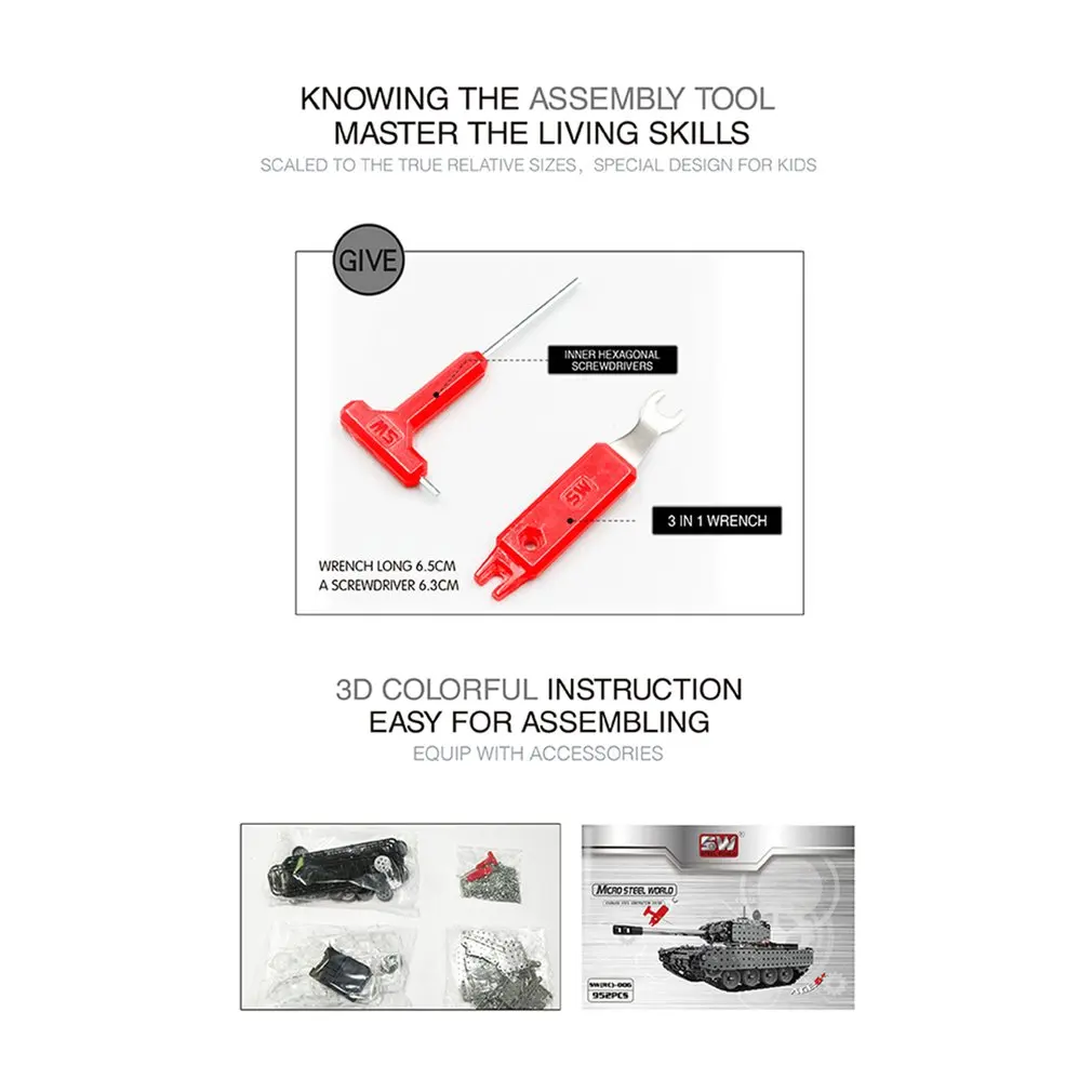 952PCS 2.4G RC Military Tank DIY Assembly set Stainless Steel Remote Control Model Toy Built-in 3.7V 300MAh lithium battery 952PCS 2.4G RC Military Tank DIY Assembly set Stainless Steel Remote Control Model Toy Built-in 3.7V 300MAh lithium battery