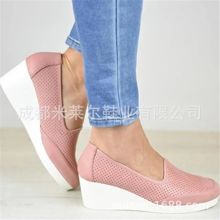 

Separate Station Hot Selling PRE-SALE 2019 Summer Women's round-Toe Casual Wedge Heels Sleeve Flat Heel Shoes WOMEN'S Shoes
