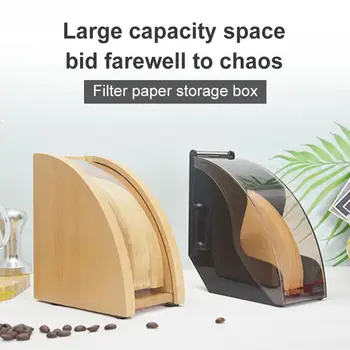 

Hand Drip Coffee Filter Paper Holder With Cover V60 Cone Filter Paper Box Storage Rack Dust Proof Countertop Dispenser Stand