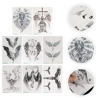 

8 pcs Body Art Tattoos Angel Pattern Creative Temporary Waterproof Fake Tattoo Sticker for Carnival Party Club