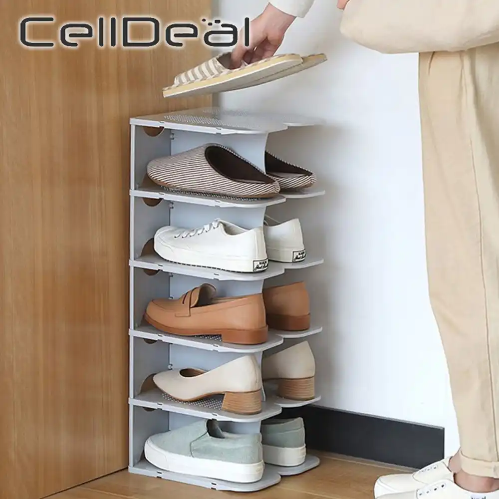 Celldeal Diyアセンブリ 6 層スタッカブルシューズラックオーガナイザーシューズ棚靴ラックスタンド省スペース靴ハンガー靴箱キャビネット シュー ラック 整理棚 Aliexpress