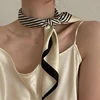 Luna&Dolphin Women Retro Sunscreen Small Silk Scarf 55x55cm Beige Strip Chiffon Headbands Bandana Bag Ribbon Neckerchief Hijab 1