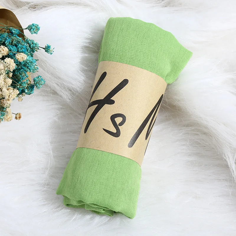 Шарф из хлопка и льна Одноцветный яркий Шелковый женский шарф женский подарочный шарф красивые шарфы - Цвет: 3-Fruit Green