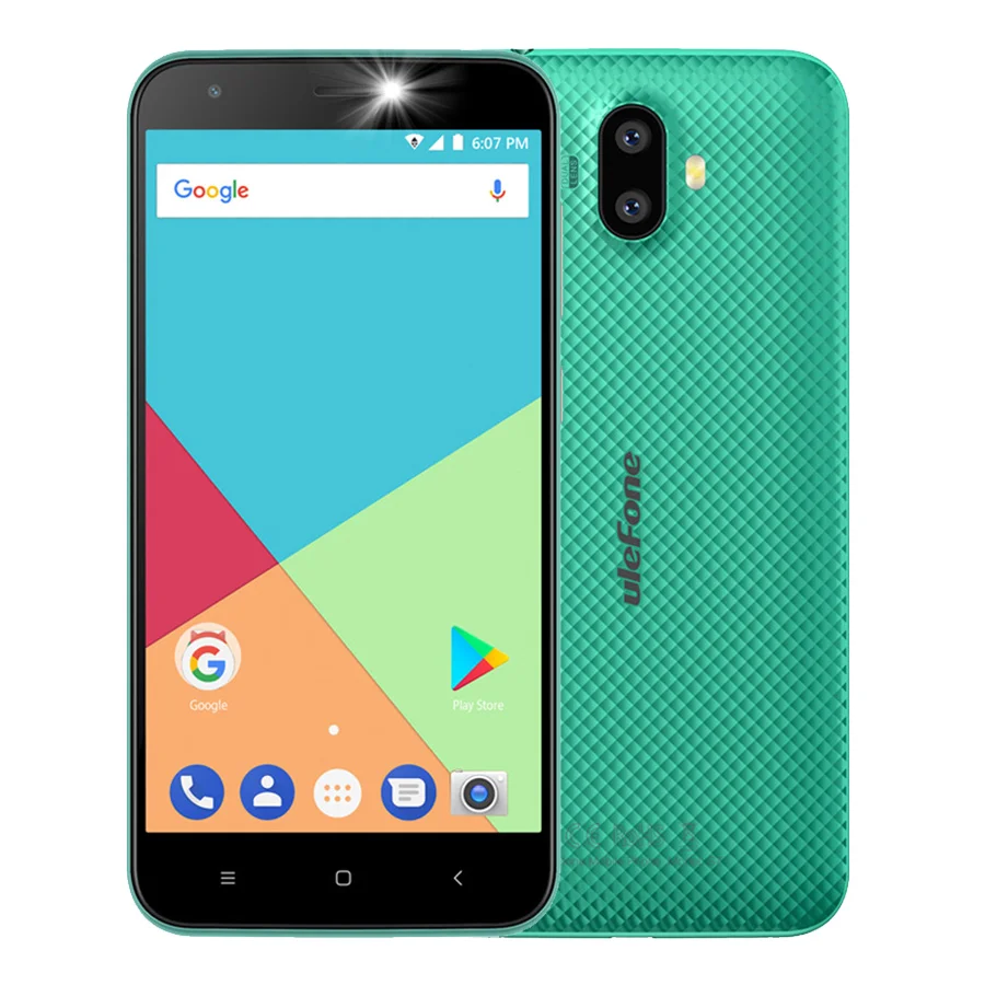 Ulefone S7 две задние камеры Android 7,0 MTK6580A четырехъядерный 5,0 ''HD 8MP 1 ГБ ОЗУ 8 Гб ПЗУ 2500 мАч 3g WCDMA мобильный телефон - Цвет: Green