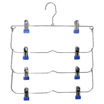

4 Tier Skirt Hangers Pants Hangers Closet Organizer Metal Fold up Space Saving Hangers Home Clothes Storage Folding Skirt Hanger
