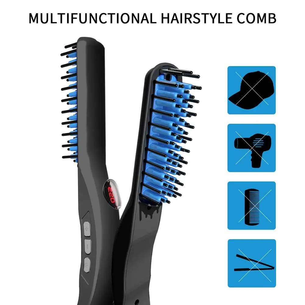 

LCD Men's Straight Hair Comb Multi-function Beard Style Comb Not Hurt Hair Straightener Hair Straightening Brush