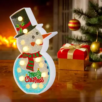 

Diamond Painting Night Light DIY Special Shaped Diamond Painting Christmas Snowman LED Night Light Decor Kids Christmas Gifts