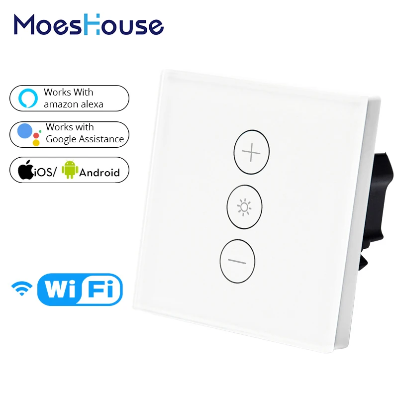 EU/UK WiFi Smart Wall Touch Light Dimmer Switch  Smart Life/Tuya APP Remote Control Works with Amazon Alexa and Google Home