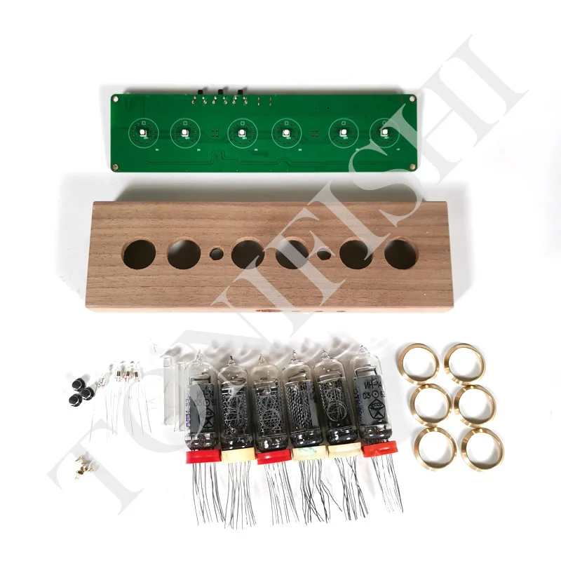 

Colorful IN14 glow tube clock, DIY parts need to be assembled by yourselfs, walnut and beech