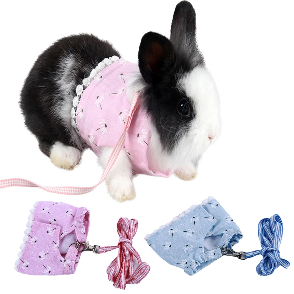 

Cat Pet Floral Print Harness Leash Set Traction Rope Leash Clothes Harness Vest For Totoro Hamster Mink Rabbit Dutch Pig D40