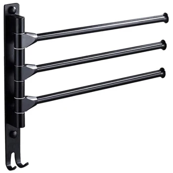 

Towel Rack Holder, Towel Bars Holder Swing Towel Racks Wall Mounted Towel Holder with Hooks 3-Bar Oil Rubbed Bar Swivel Hanger S