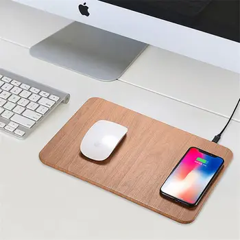 

Qi Wireless Quick Charging Mouse Pad Wooden Mouse Pad 10W Fast Mobile Phone Charger for Samsung Huawei Apple IPhone 11 8 X Phone