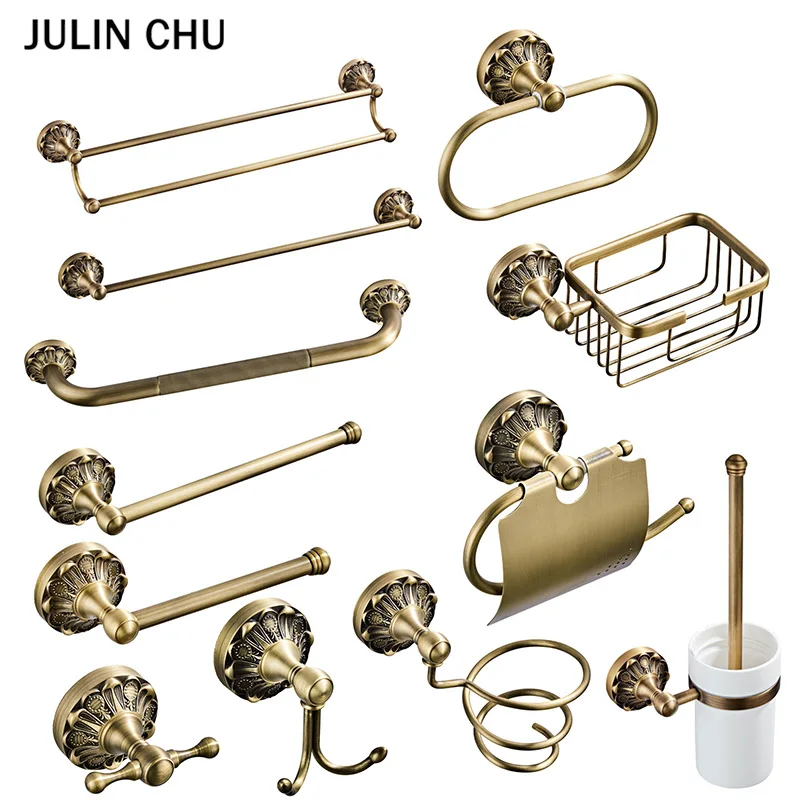 Antique-Bathroom-Accessories-Set-Bronze-Vintage-Brass-Hairdryer-Holder ...