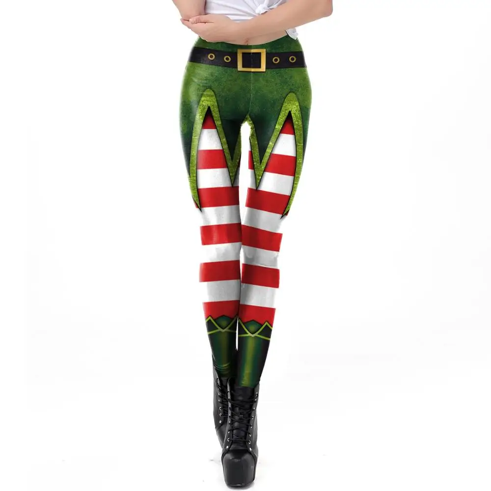 Рождественские эльфийские Леггинсы для женщин, косплей, карнавал, костюм, леггинсы, День Святого Патрика, рождественские штаны, 3D принт, для фитнесс леггинсы, штаны - Цвет: SKDK094