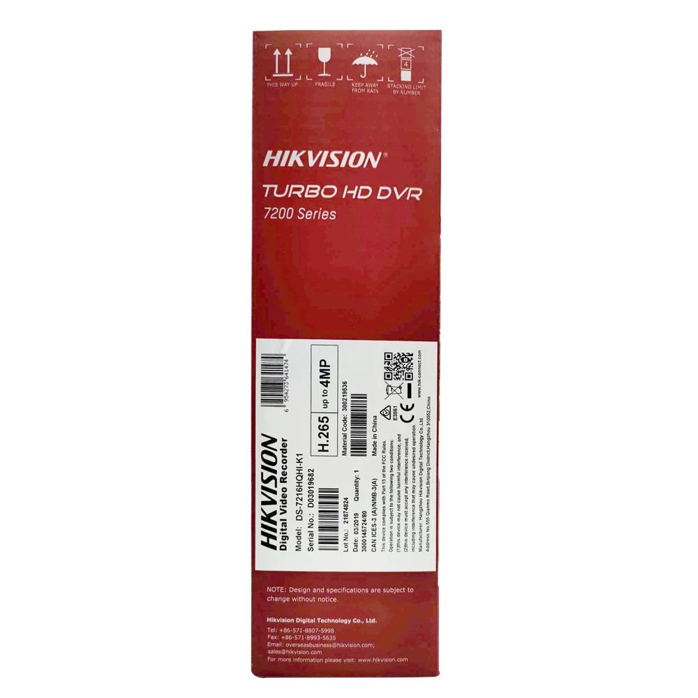 Hikvision 16CH Max Support 6MP Turbo HD DVR Video Recoder 5 in 1 for HDTVI/AHD/CVI/CVBS/IP video input H.265 pro+ DS-7216HQHI-K1