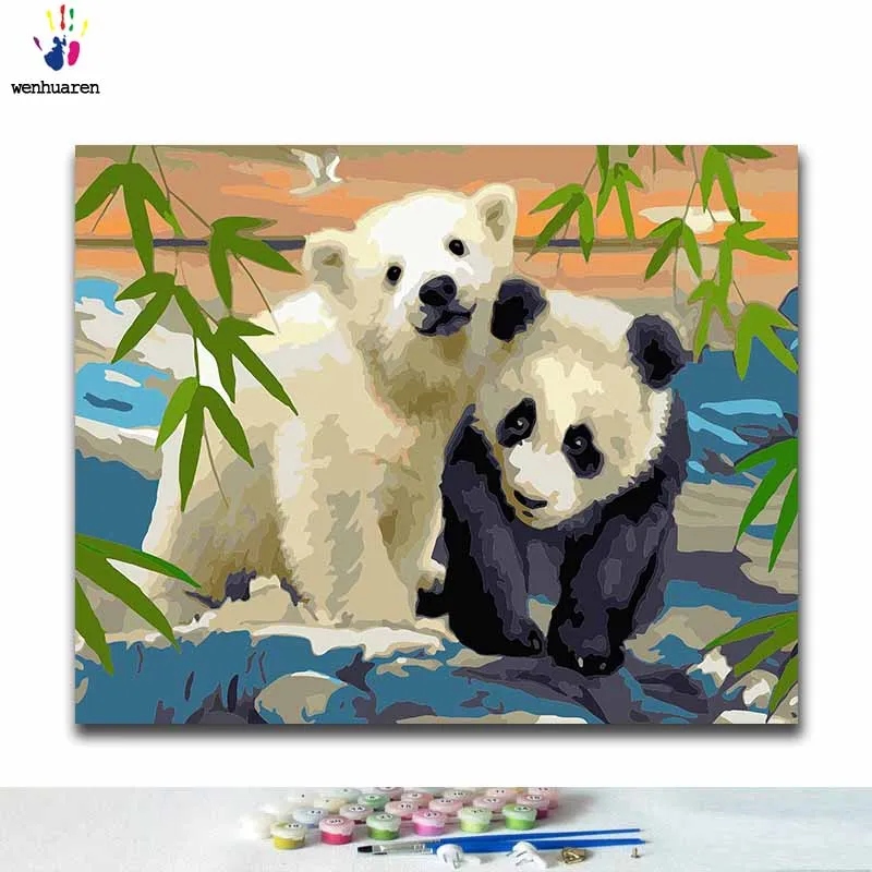 DIY окраска по номерам панда в картины с изображенным лесом комплекты 40x50