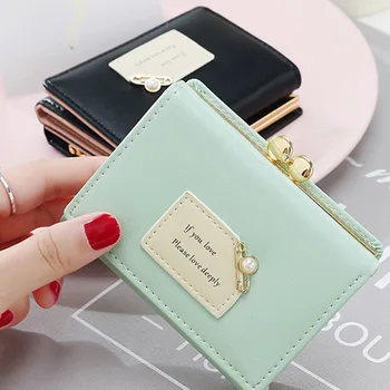 

Women Small Wallet Simple Female Short Student Korean Cute Multi-function Mini Buckle Card Holders H66