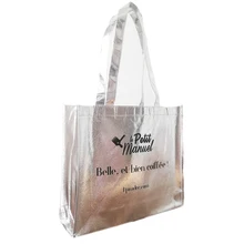 500 шт./лот, серебряная Нетканая Сумка, тотализатор, посылка на заказ, фирменный логотип, высокое качество, эко-сумки, многоразовые, оптовые продажи