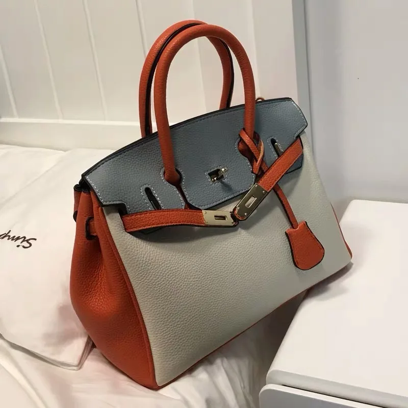 Bolsos de cuero para модный привлекательный раздельный купальник bolsos de lujo модный привлекательный раздельный купальник bolsos de diseñador grande bolso de mano Cadena de cuero bolso - Цвет: Оранжевый