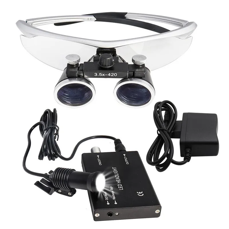 

3/5W Medical Headlight Dental Headlamp+2.5/3.5X Magnifying Glass Medical Magnifier Surgical Dental Loupes ENT Plastic Surgery