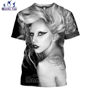 

3D Print Lady Gaga T Shirt Fashion Men's T-shirts Hip Hop Men Tshirt Sexy Singer Funny Women Tees Tops Harajuku Pullover E003- 2
